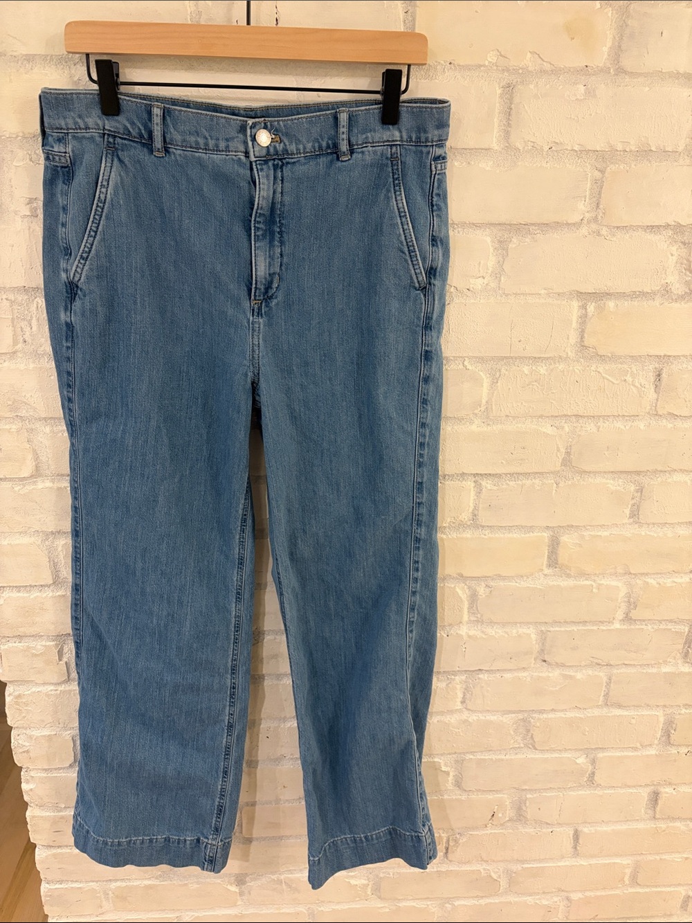 J. Crew Medium-Light Blue Drapey Denim Trousers Jeans (B4)